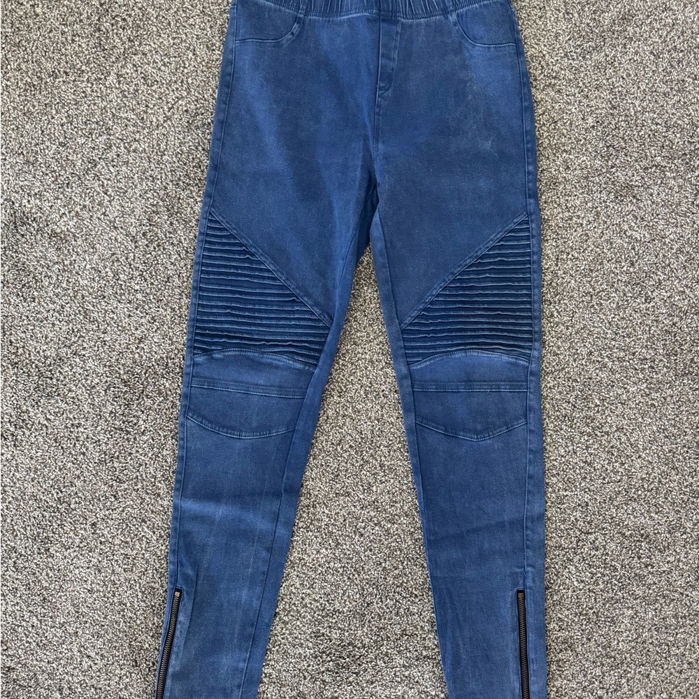 Beulah Blue Women's Jeggings with Ribbed Detail